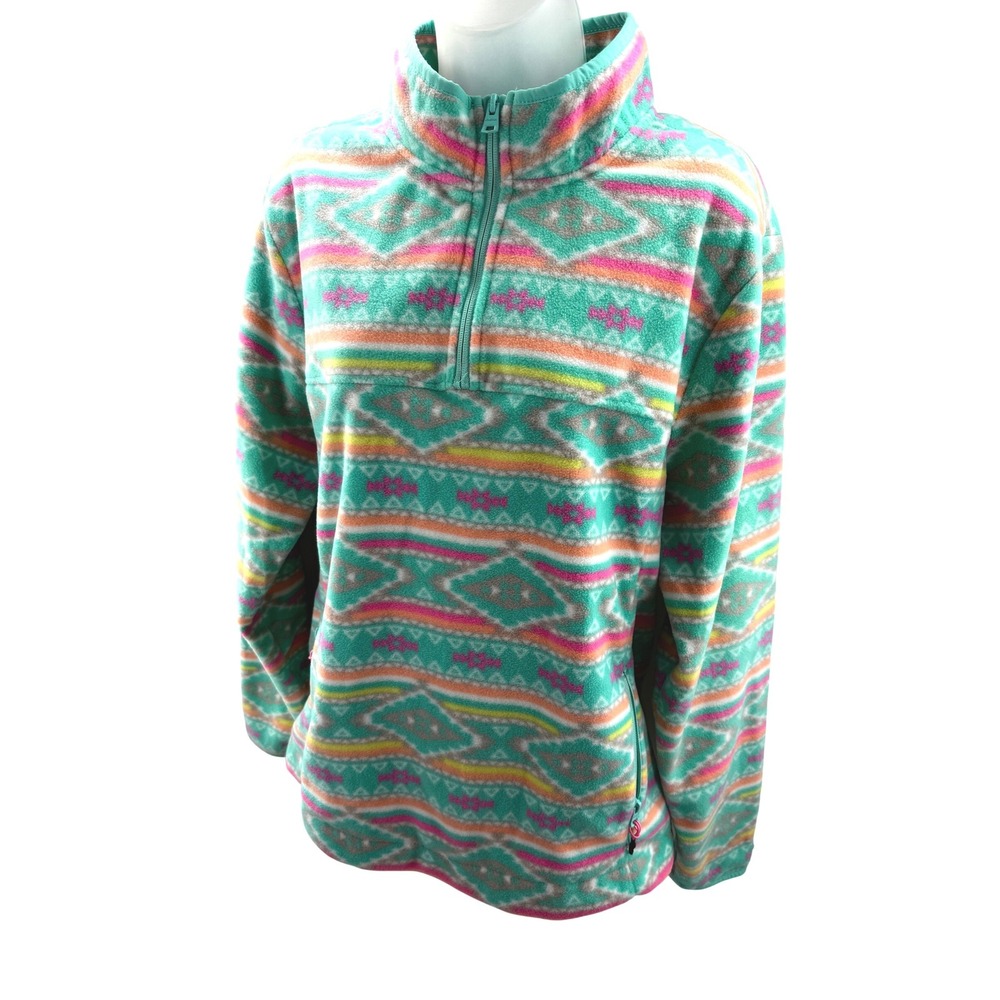 Chubbies Womens‎ Fleece Quarter Zip Pullover Aztec Print Slim Fit Large NEW